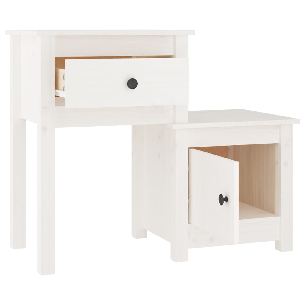 Table de chevet Blanc 79,5x38x65,5 cm Bois de pin massif - XIOS