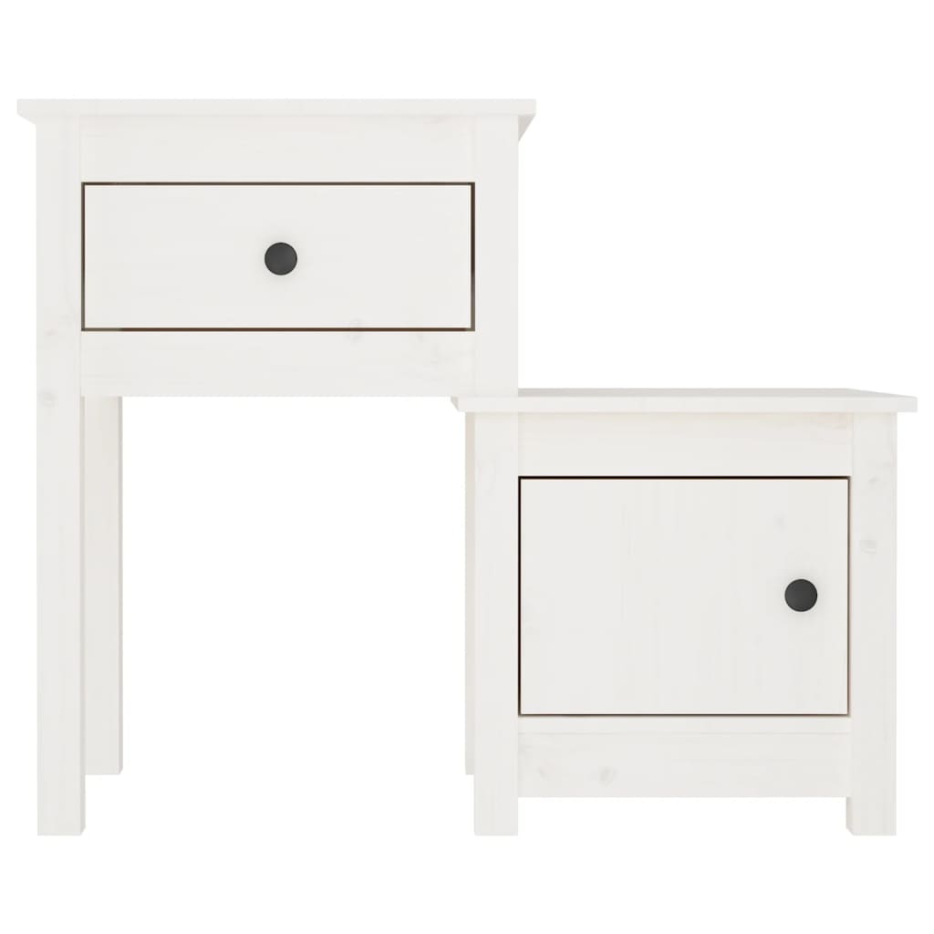Table de chevet Blanc 79,5x38x65,5 cm Bois de pin massif - XIOS
