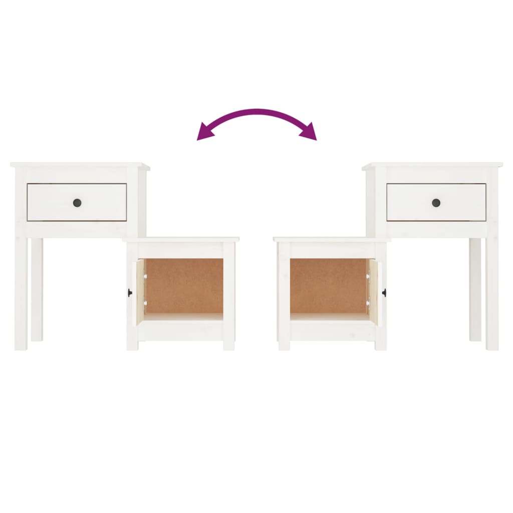 Table de chevet Blanc 79,5x38x65,5 cm Bois de pin massif - XIOS