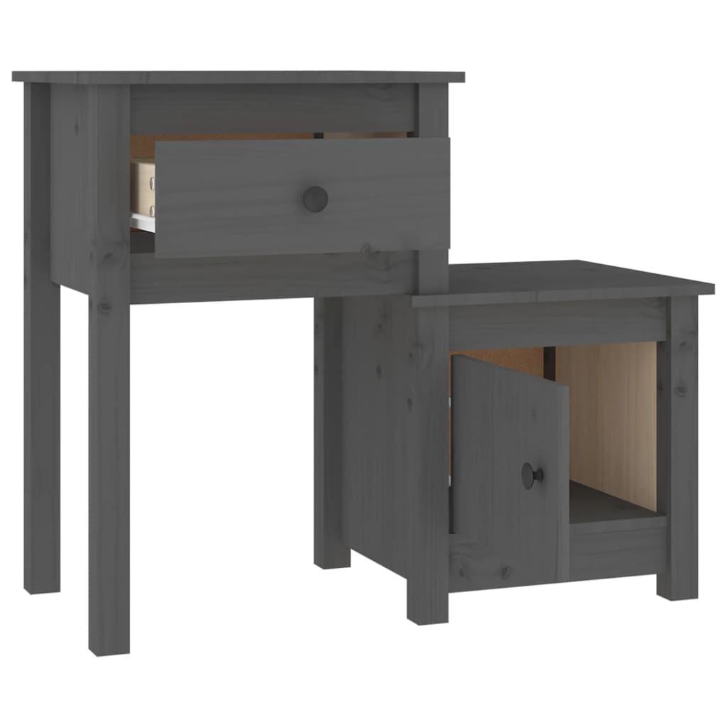 Table de chevet Gris 79,5x38x65,5 cm Bois de pin massif - XIOS