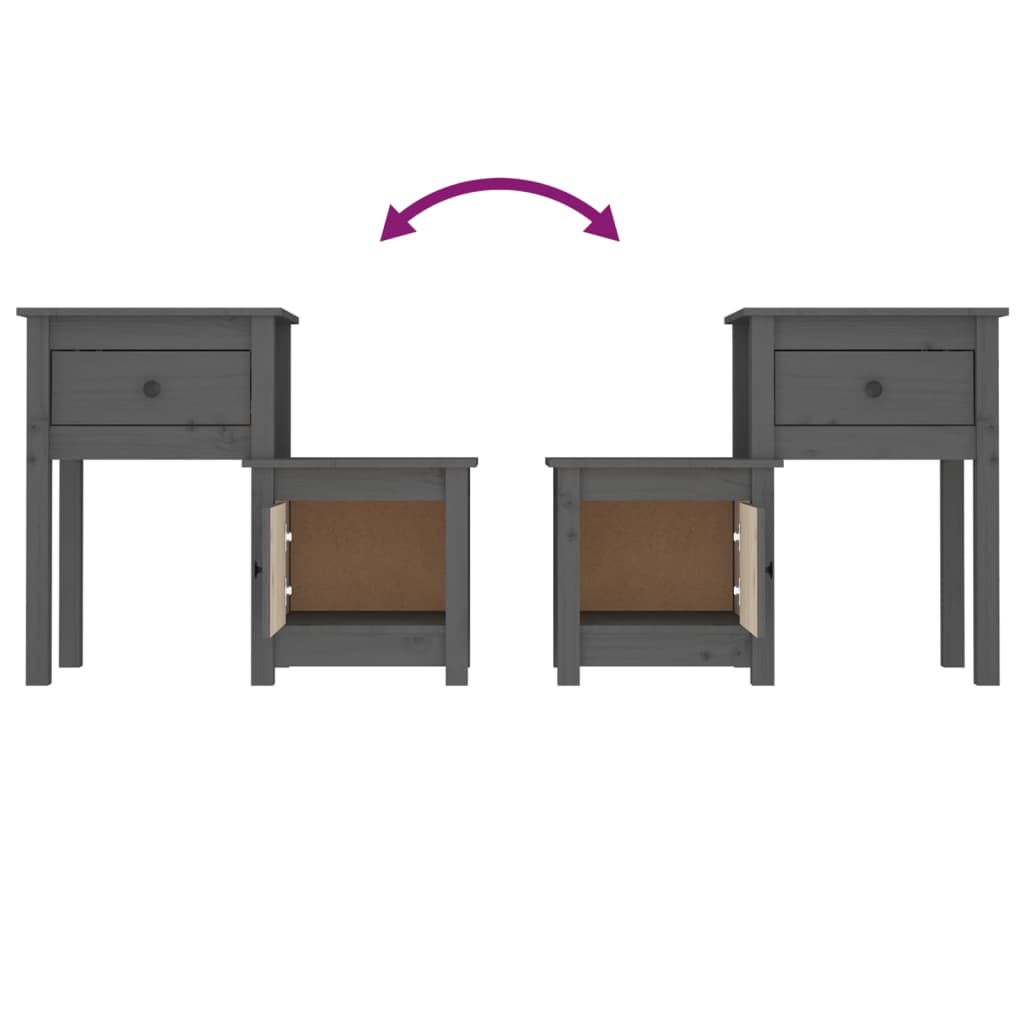 Table de chevet Gris 79,5x38x65,5 cm Bois de pin massif - XIOS