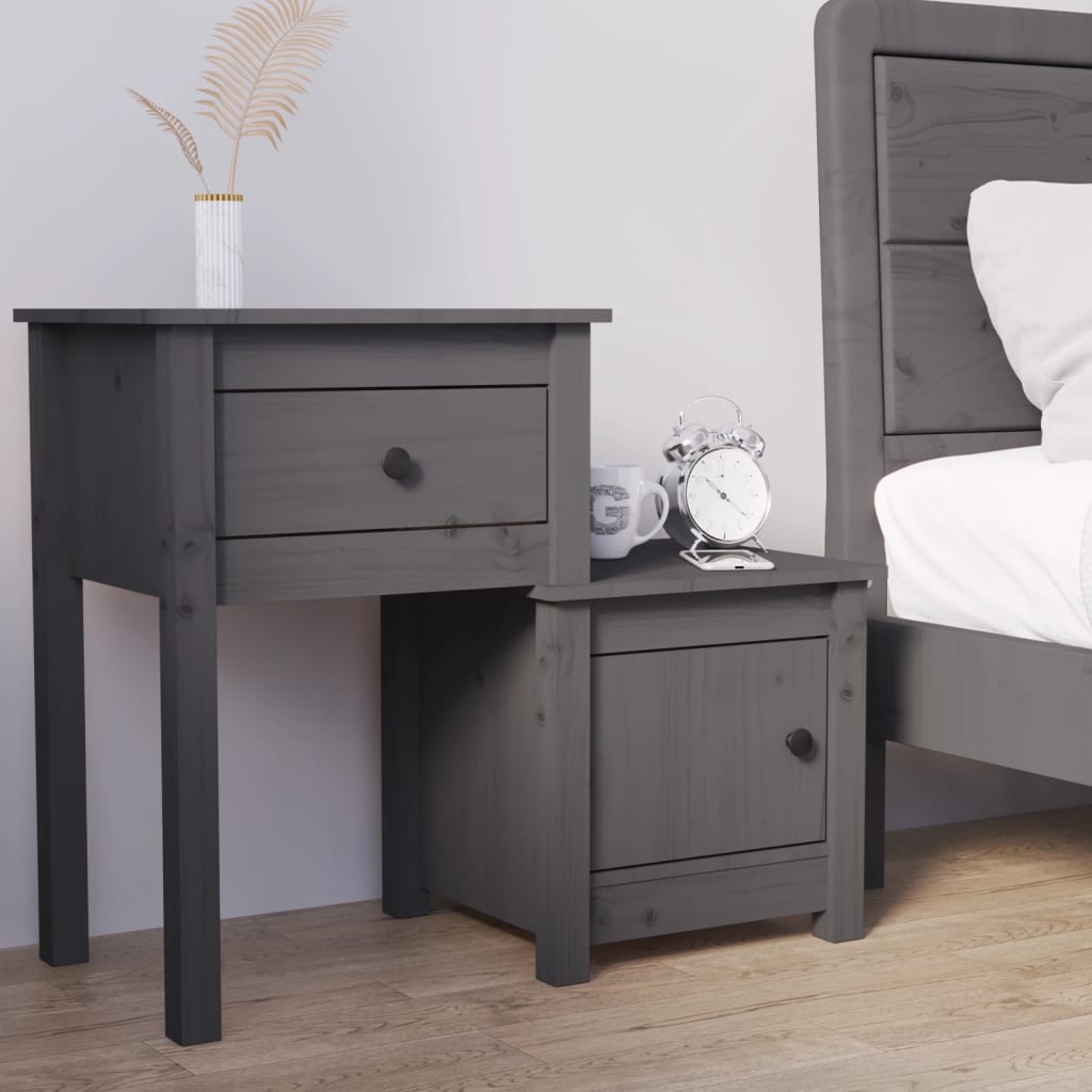 Table de chevet Gris 79,5x38x65,5 cm Bois de pin massif - XIOS