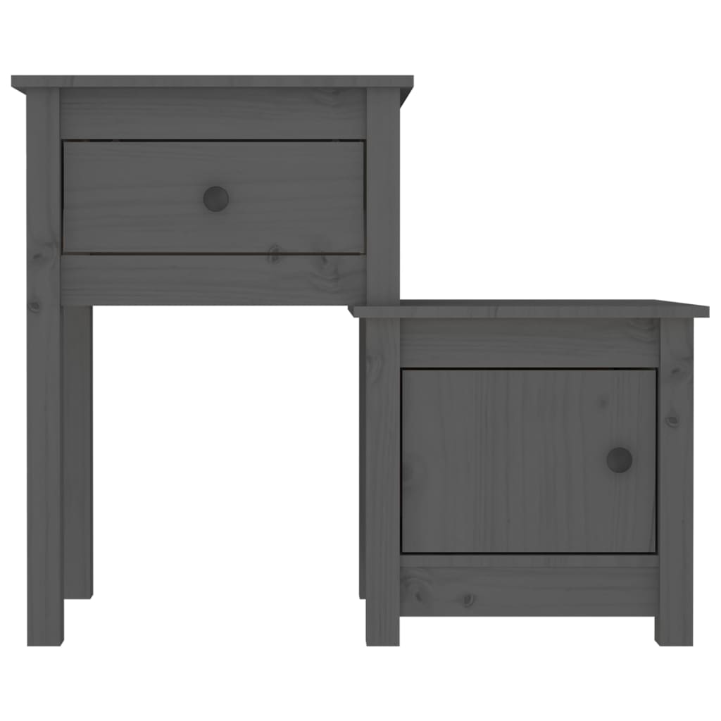 Tables de chevet 2 pcs Gris 79,5x38x65,5 cm Bois de pin massif - XIOS