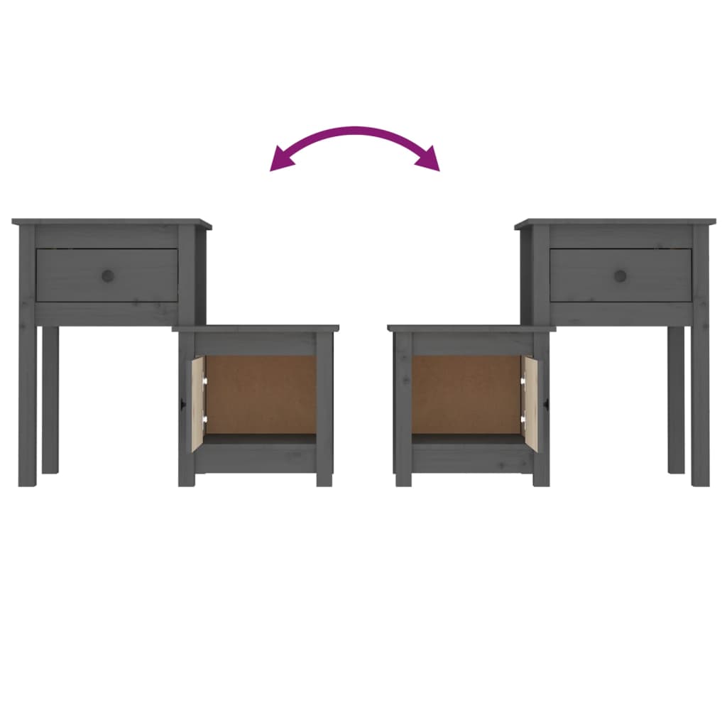 Tables de chevet 2 pcs Gris 79,5x38x65,5 cm Bois de pin massif - XIOS