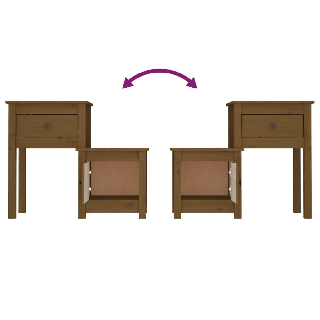 Table de chevet Marron miel 79,5x38x65,5 cm Bois de pin massif - XIOS