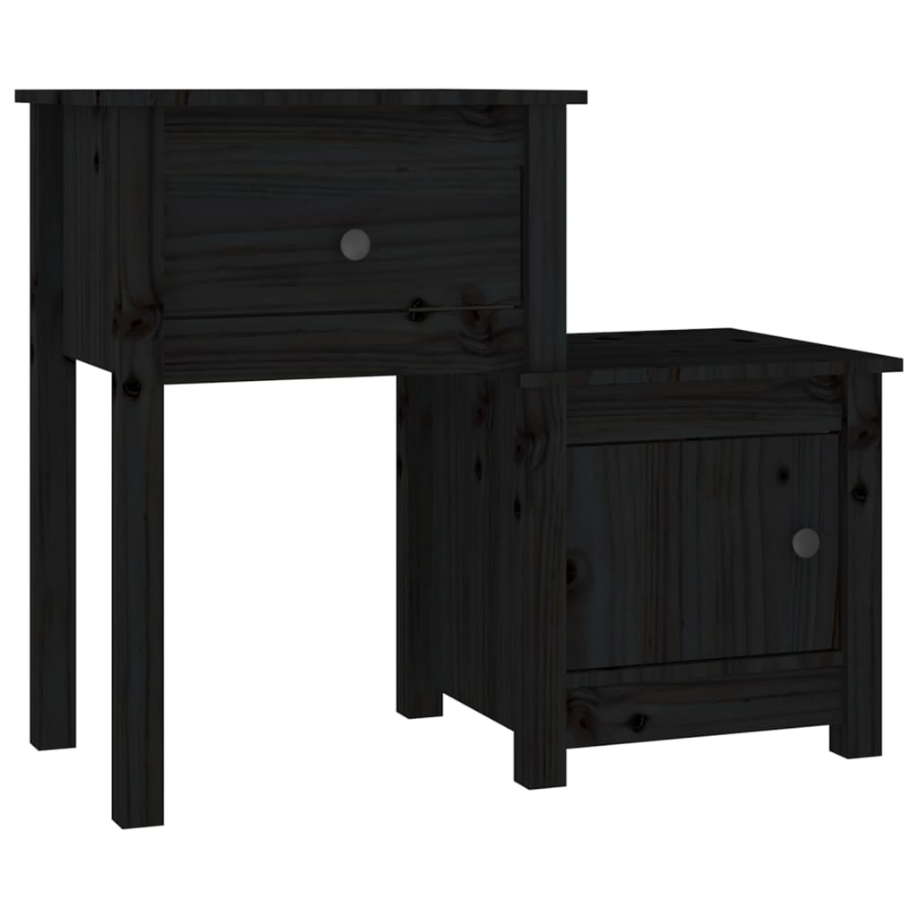 Table de chevet Noir 79,5x38x65,5 cm Bois de pin massif - XIOS