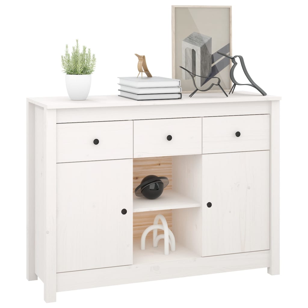 Buffet Blanc 100x35x74,5 cm Bois massif de pin - XIOS