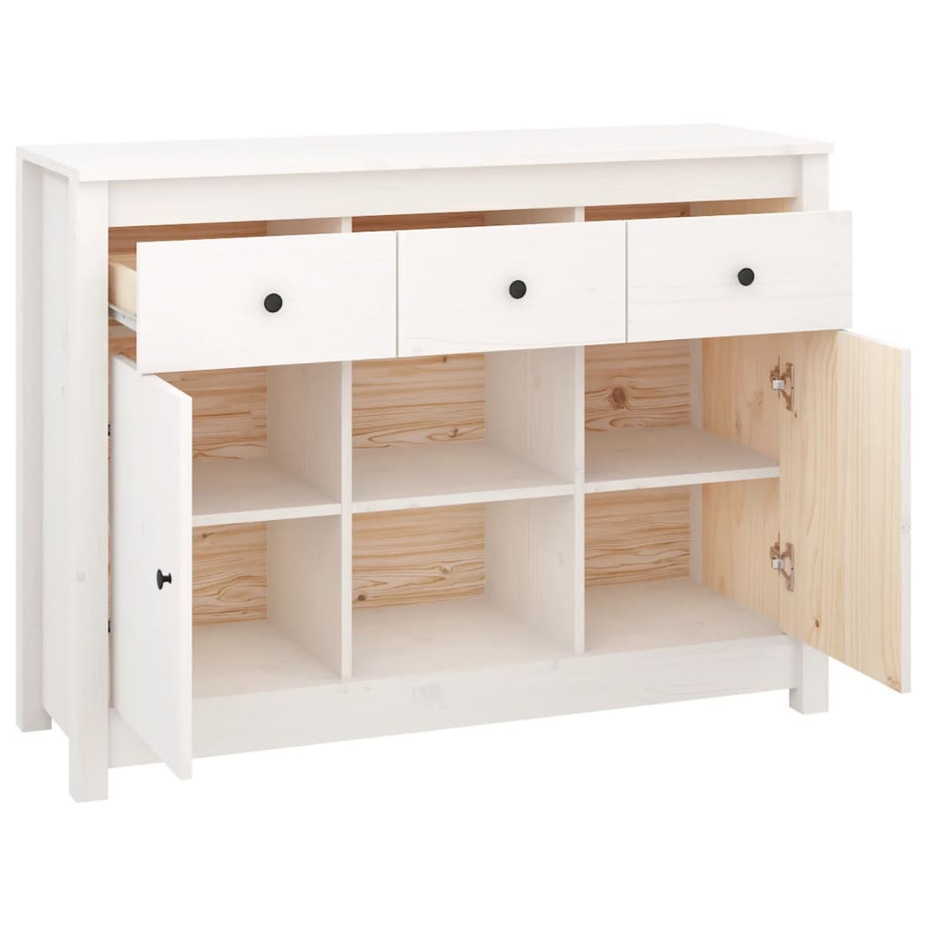 Buffet Blanc 100x35x74,5 cm Bois massif de pin - XIOS