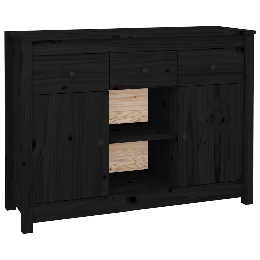 Buffet Noir 100x35x74,5 cm Bois massif de pin - XIOS