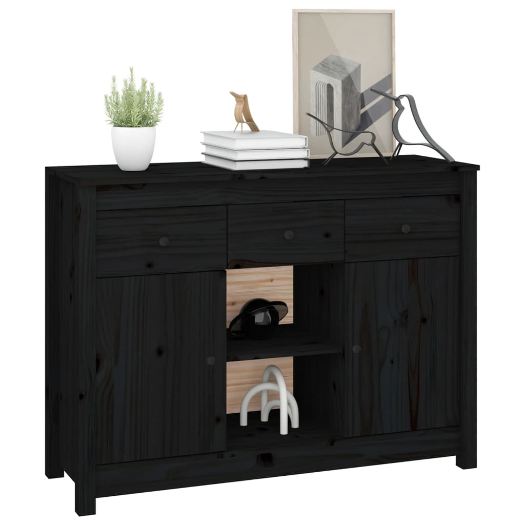 Buffet Noir 100x35x74,5 cm Bois massif de pin - XIOS