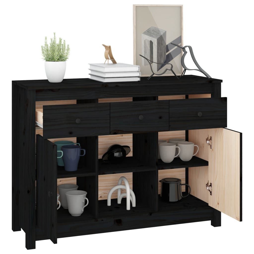 Buffet Noir 100x35x74,5 cm Bois massif de pin - XIOS
