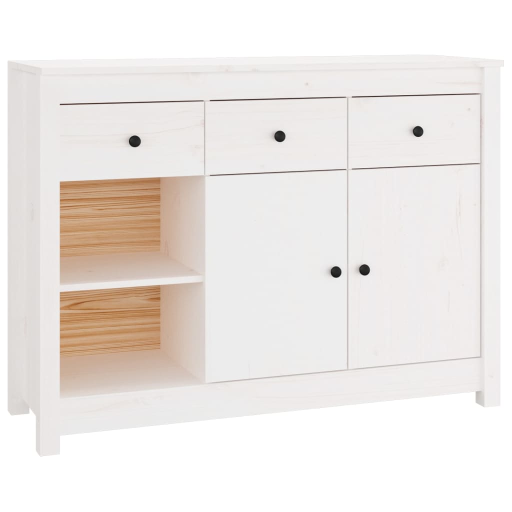 Buffet Blanc 100x35x74 cm Bois massif de pin - XIOS