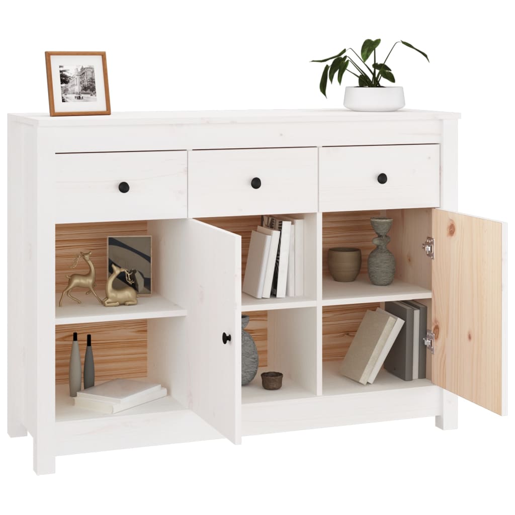 Buffet Blanc 100x35x74 cm Bois massif de pin - XIOS