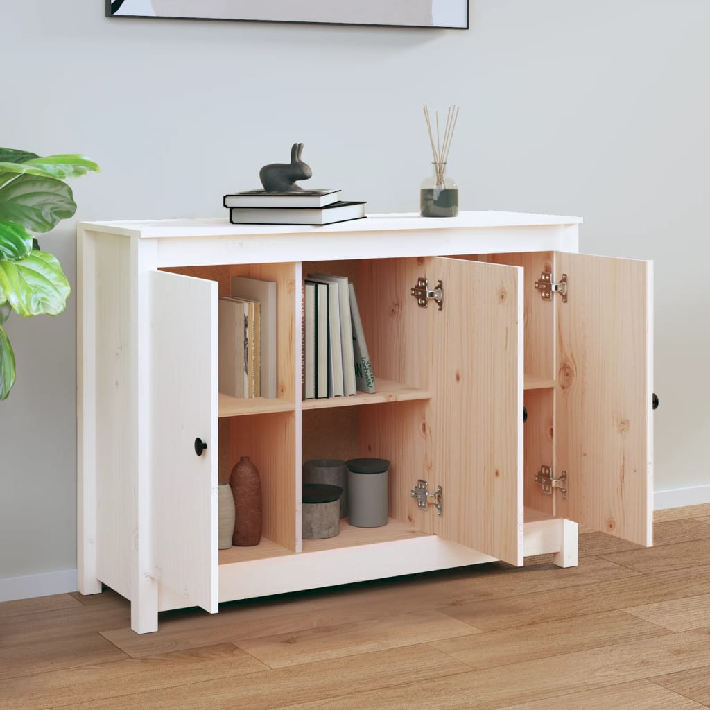 Buffet Blanc 100x35x74 cm Bois massif de pin - XIOS