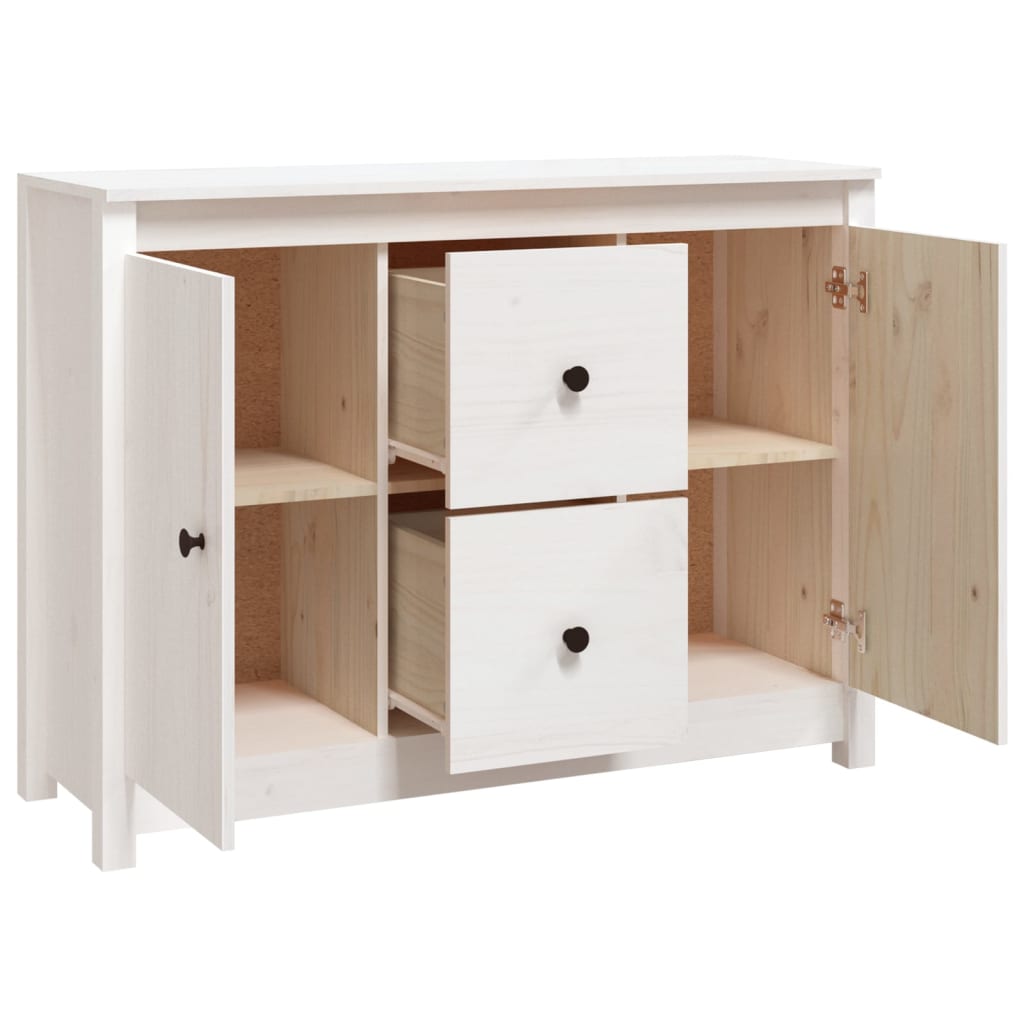 Buffet Blanc 100x35x74 cm Bois massif de pin - XIOS