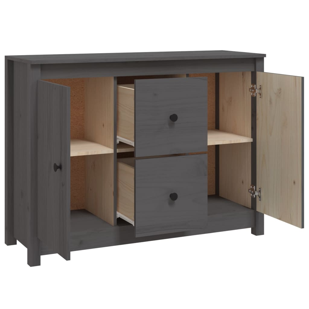 Buffet Gris 100x35x74 cm Bois massif de pin - XIOS