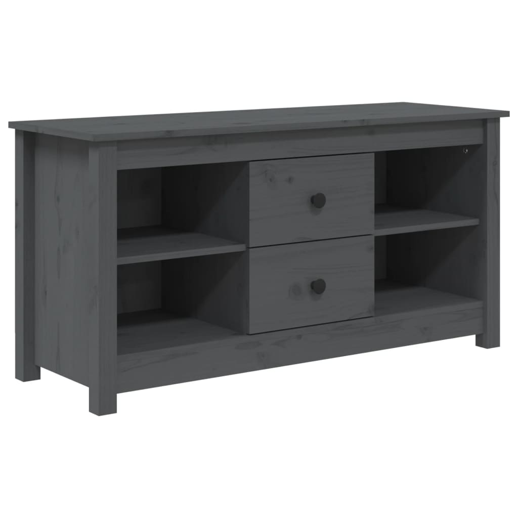 Meuble TV Gris 103x36,5x52 cm Bois de pin massif - XIOS