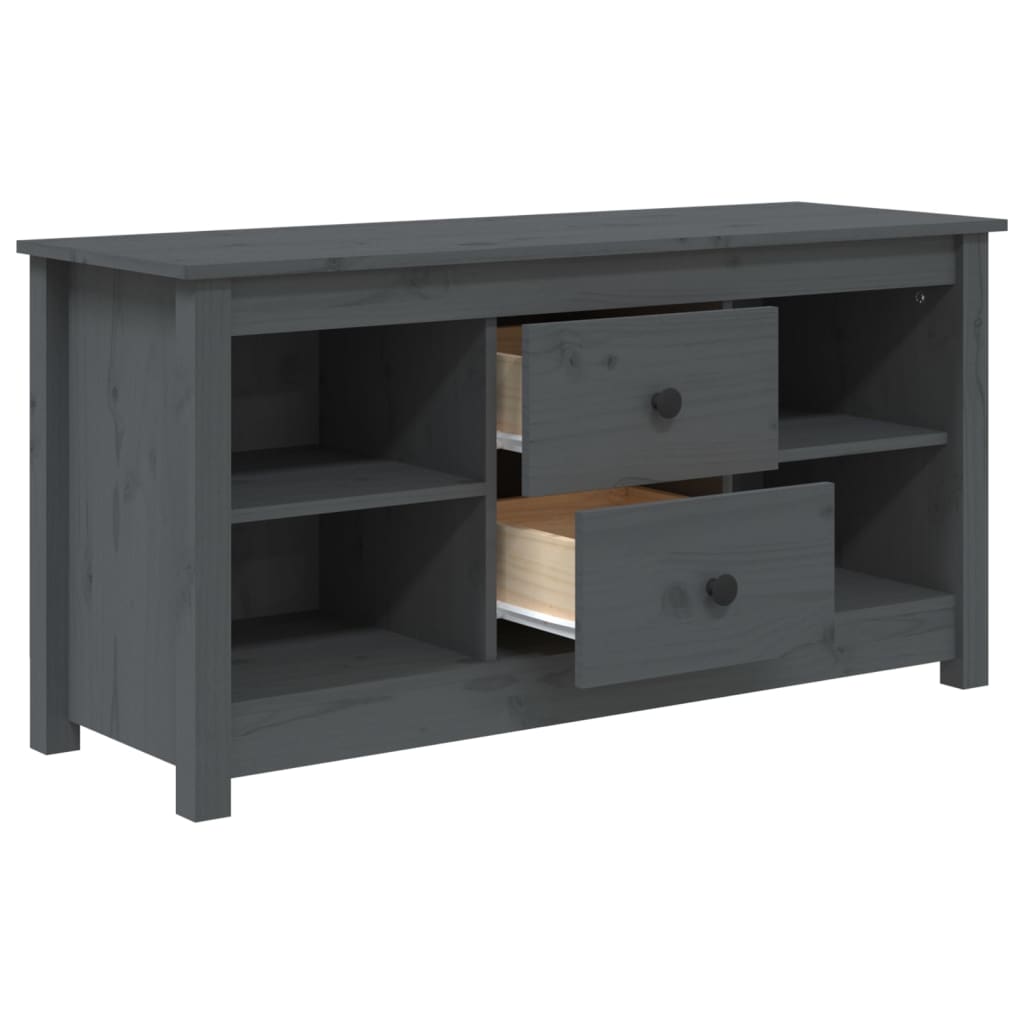 Meuble TV Gris 103x36,5x52 cm Bois de pin massif - XIOS