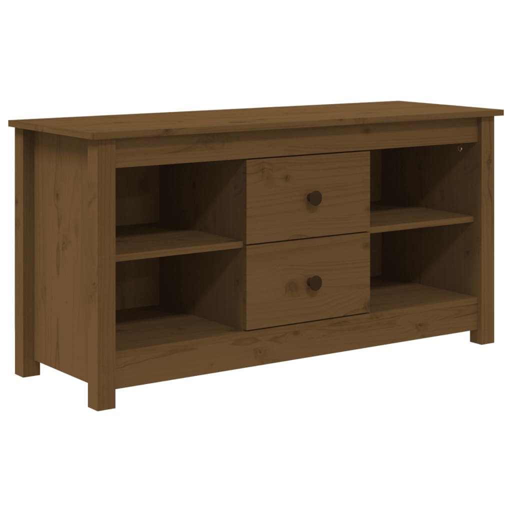 Meuble TV Marron miel 103x36,5x52 cm Bois de pin massif - XIOS
