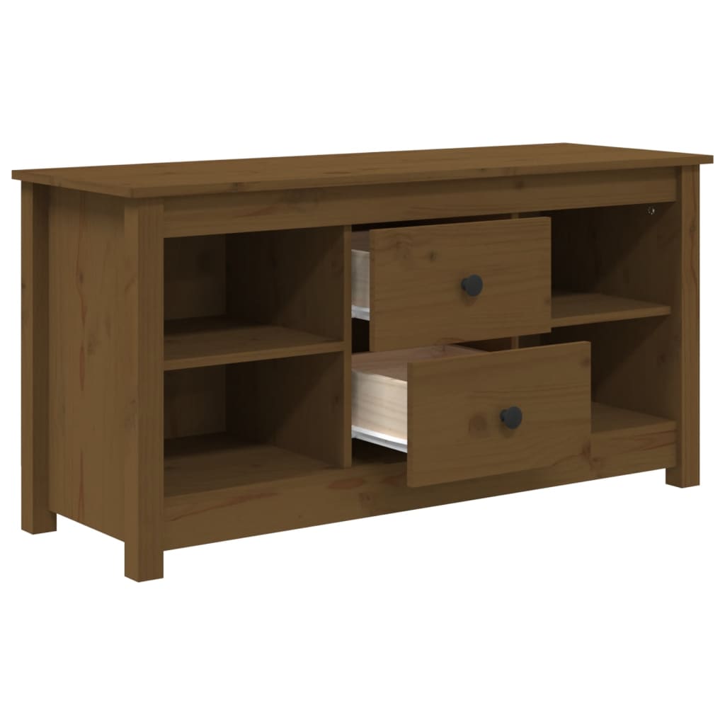 Meuble TV Marron miel 103x36,5x52 cm Bois de pin massif - XIOS