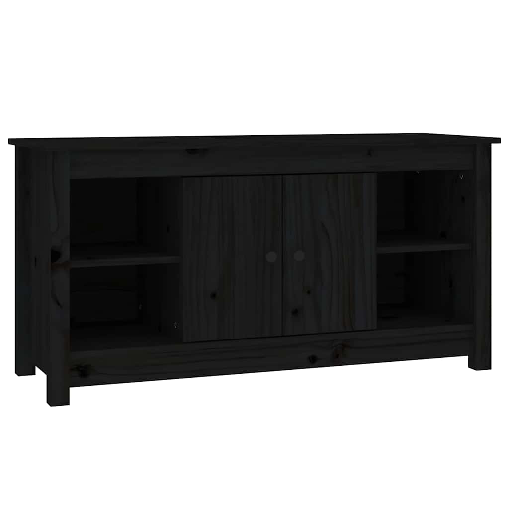 Meuble TV Noir 103x36,5x52 cm Bois de pin massif - XIOS