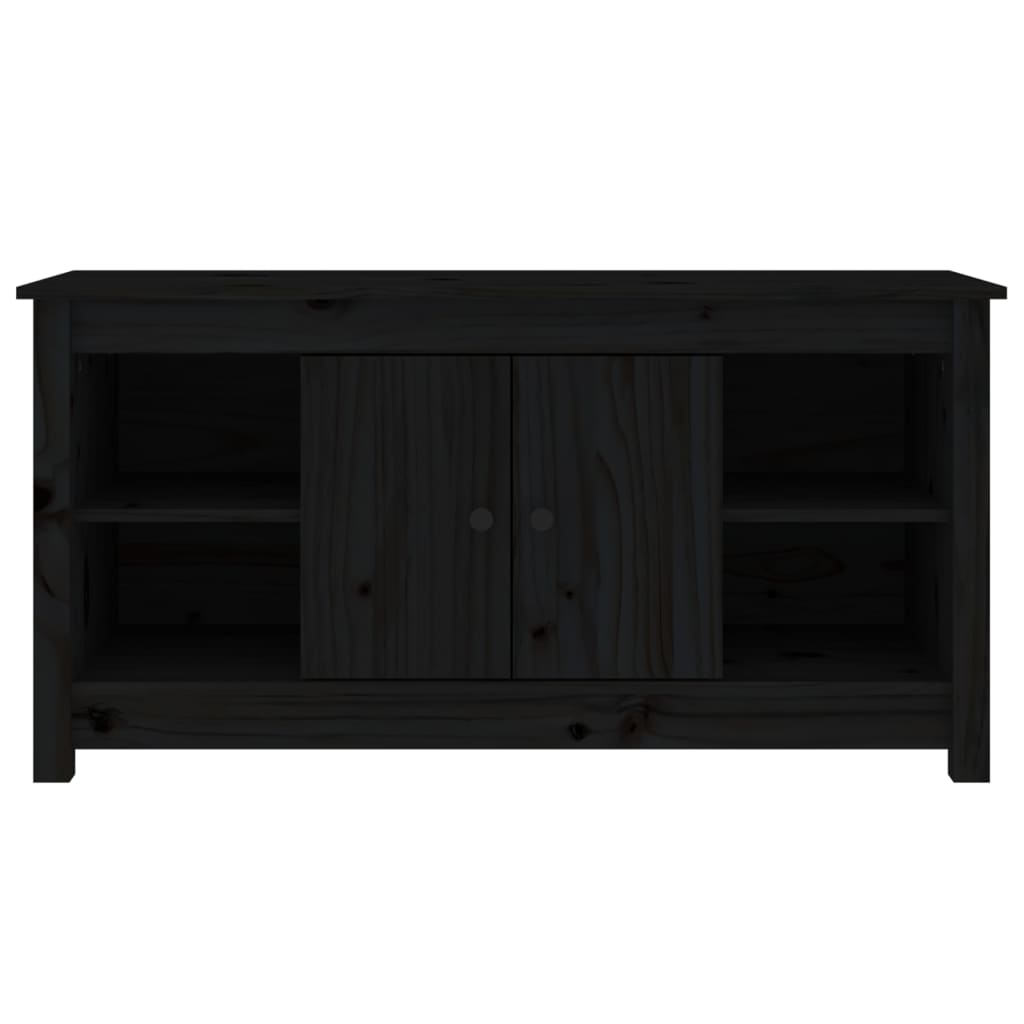 Meuble TV Noir 103x36,5x52 cm Bois de pin massif - XIOS