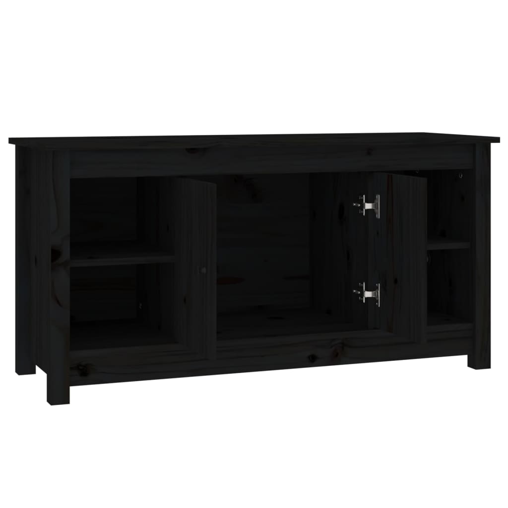 Meuble TV Noir 103x36,5x52 cm Bois de pin massif - XIOS