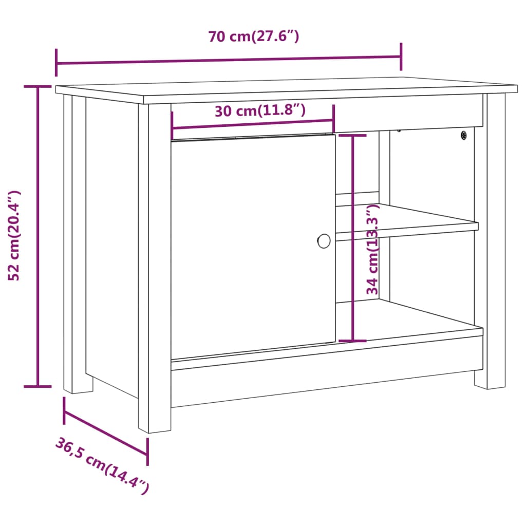Meuble TV 70x36,5x52 cm Bois de pin massif - XIOS