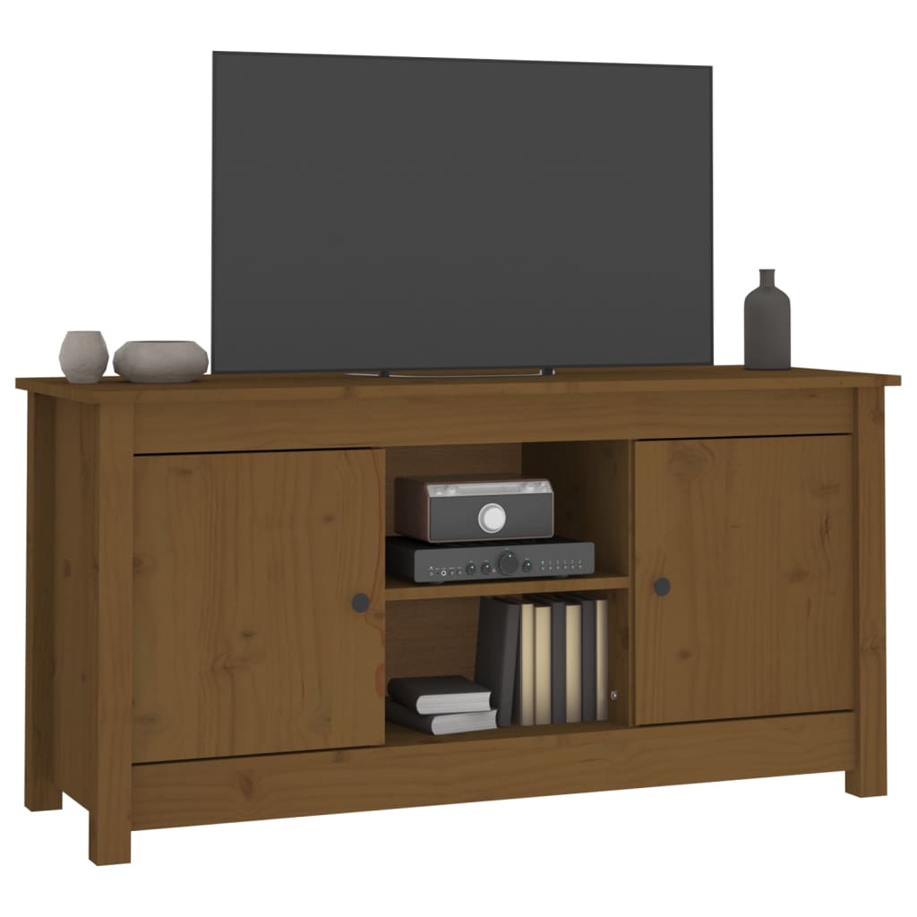 Meuble TV Marron miel 103x36,5x52 cm Bois de pin massif - XIOS