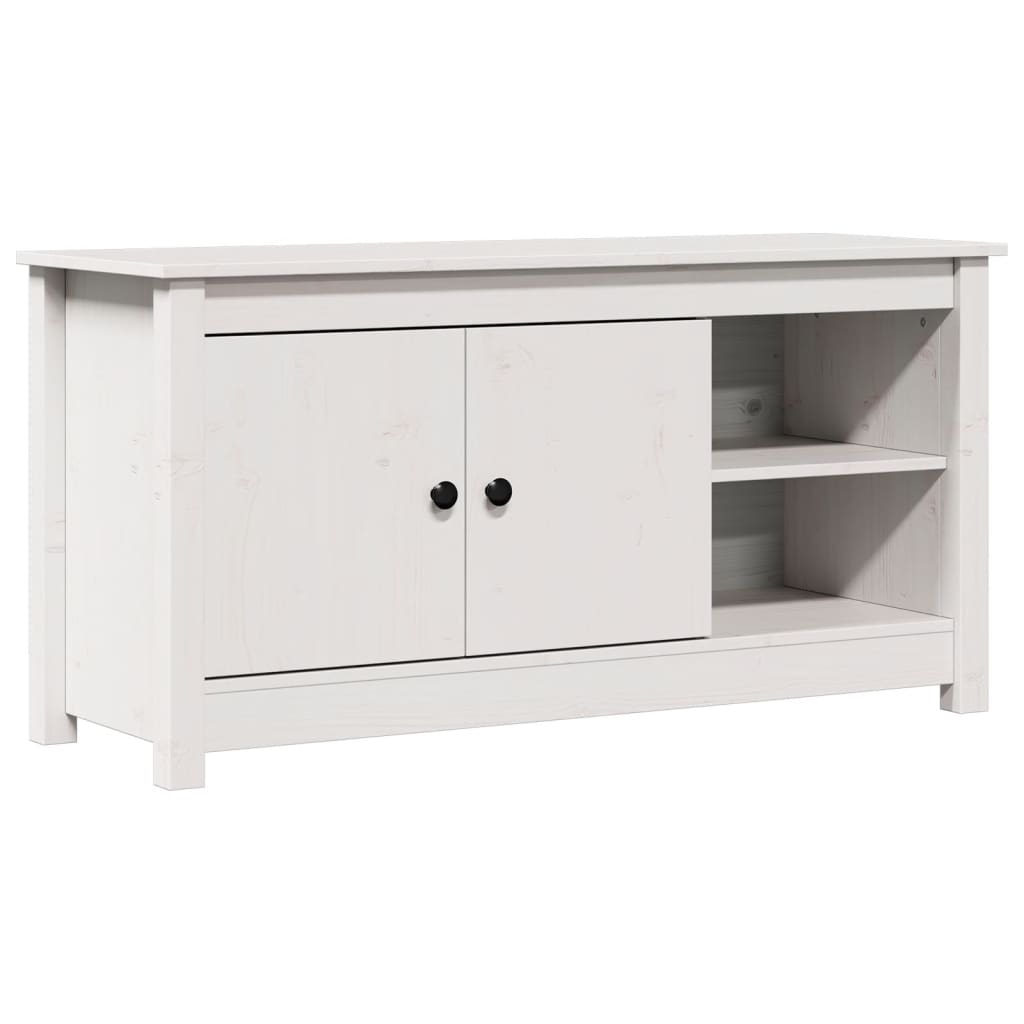 Meuble TV Blanc 103x36,5x52 cm Bois de pin massif - XIOS