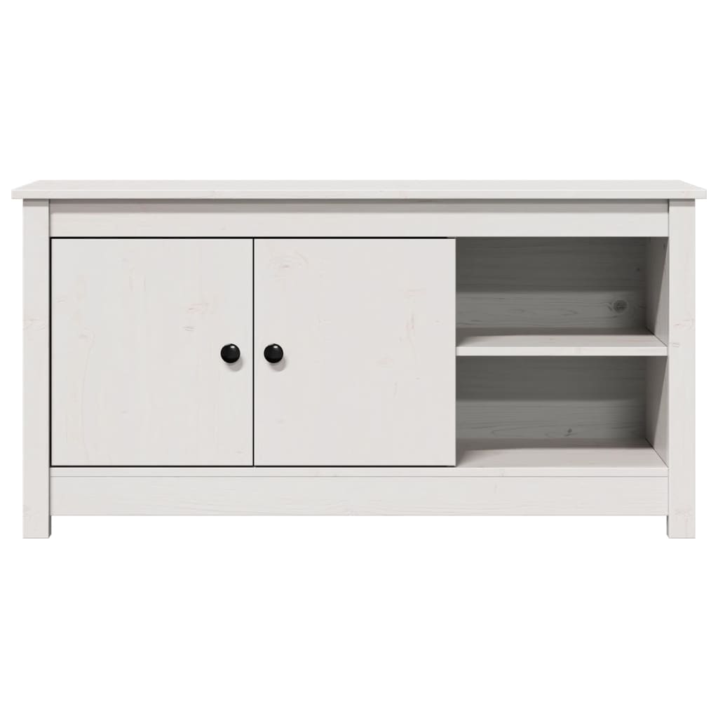 Meuble TV Blanc 103x36,5x52 cm Bois de pin massif - XIOS