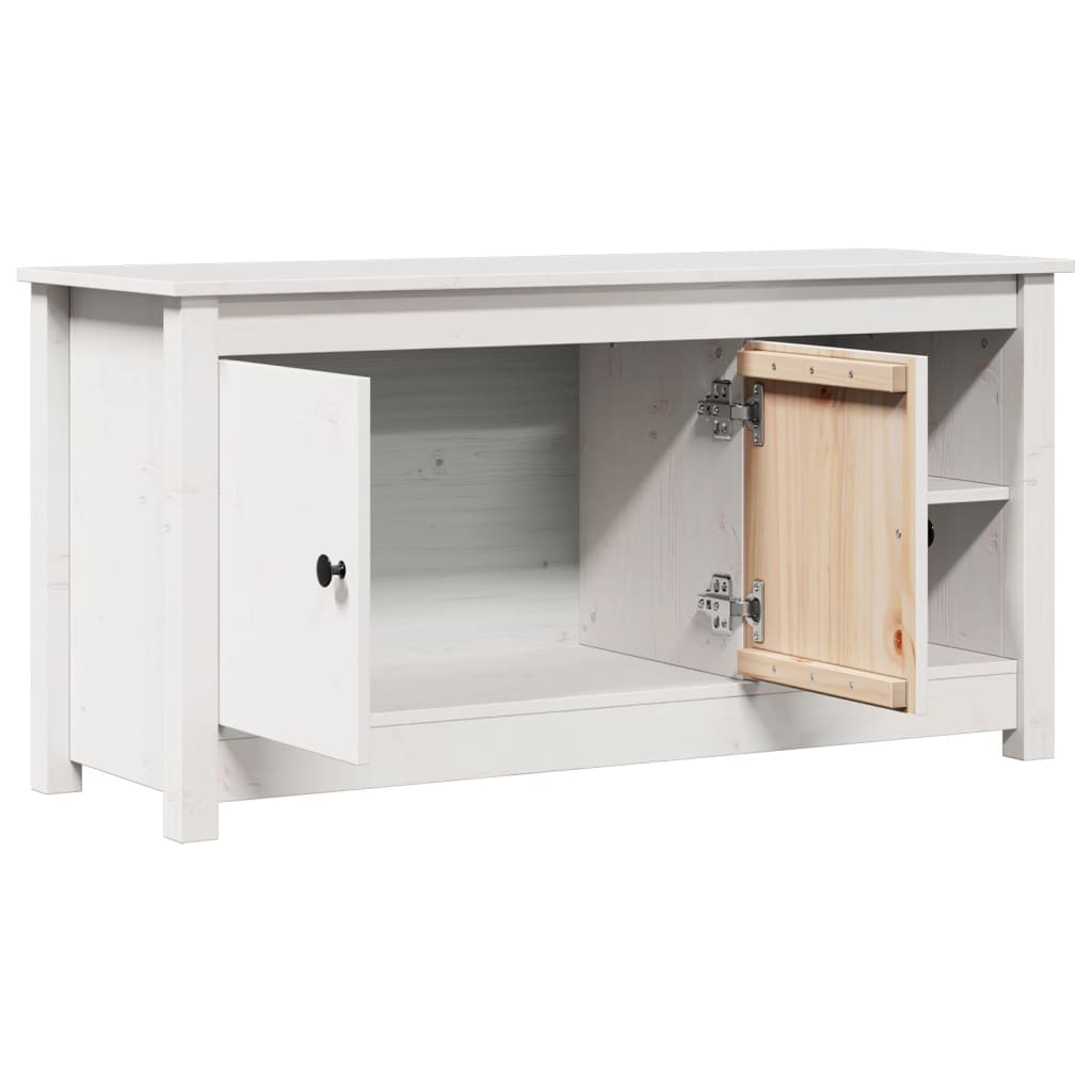 Meuble TV Blanc 103x36,5x52 cm Bois de pin massif - XIOS