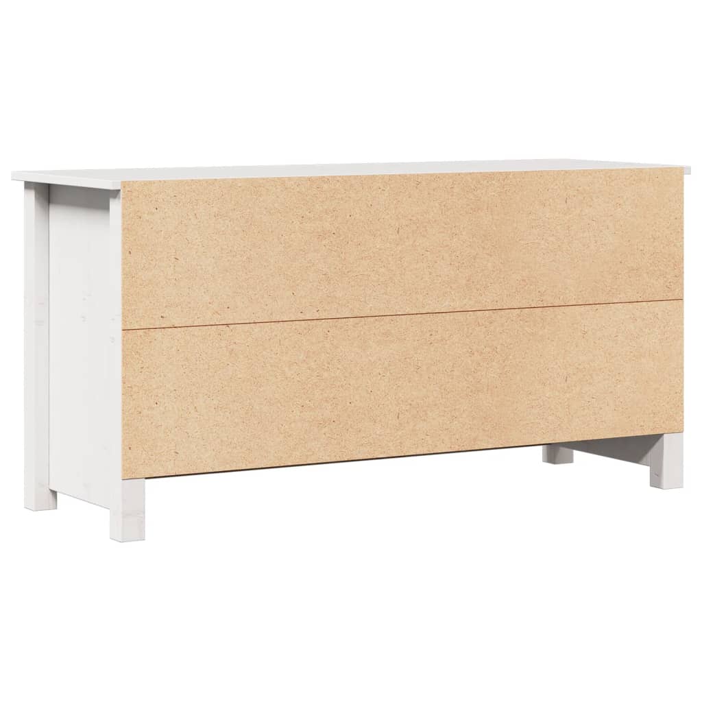 Meuble TV Blanc 103x36,5x52 cm Bois de pin massif - XIOS