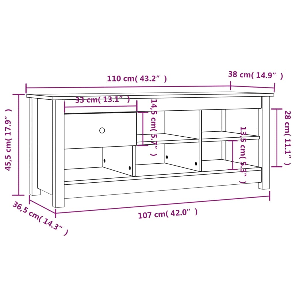 Armoire à chaussures 110x38x45,5 cm Bois de pin massif - XIOS