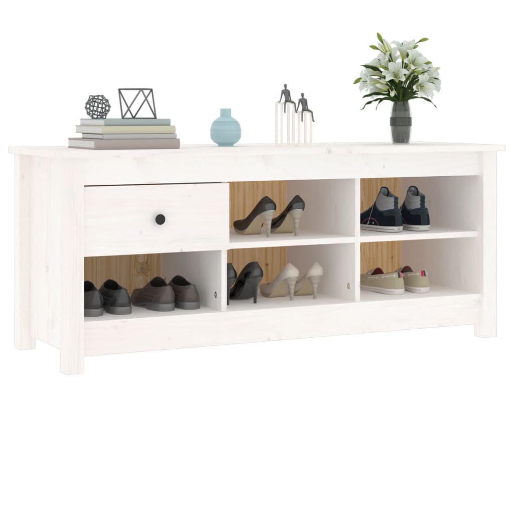 Armoire à chaussures Blanc 110x38x45,5 cm Bois de pin massif - XIOS