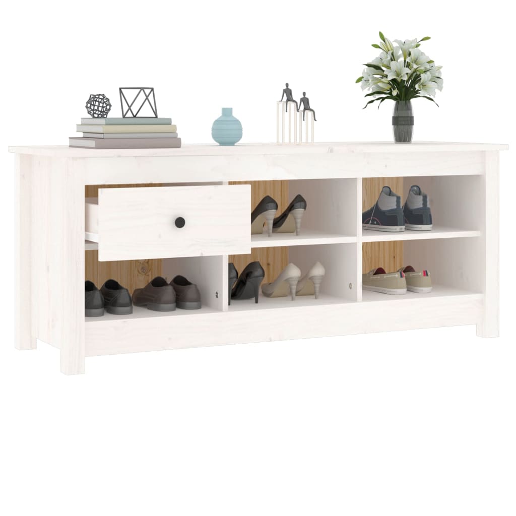 Armoire à chaussures Blanc 110x38x45,5 cm Bois de pin massif - XIOS