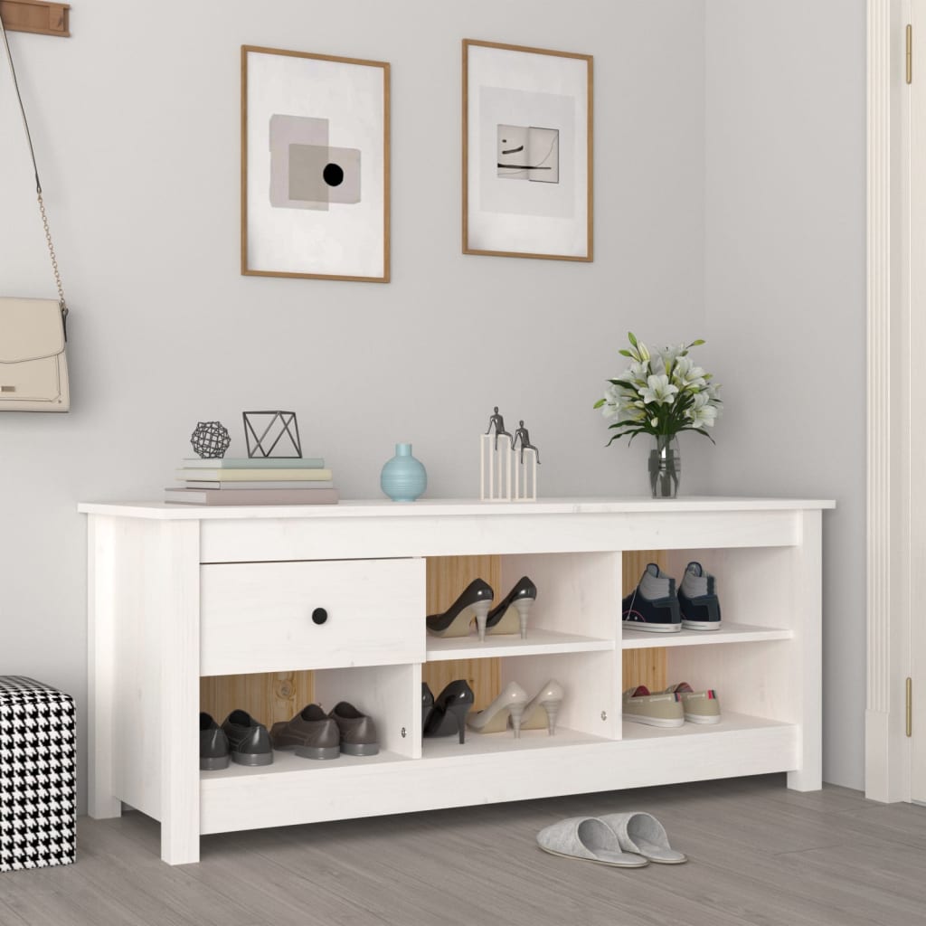 Armoire à chaussures Blanc 110x38x45,5 cm Bois de pin massif - XIOS