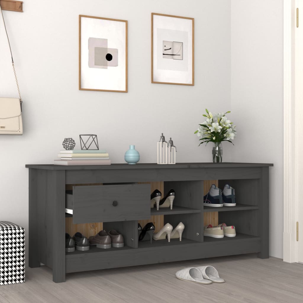 Armoire à chaussures Gris 110x38x45,5 cm Bois de pin massif - XIOS