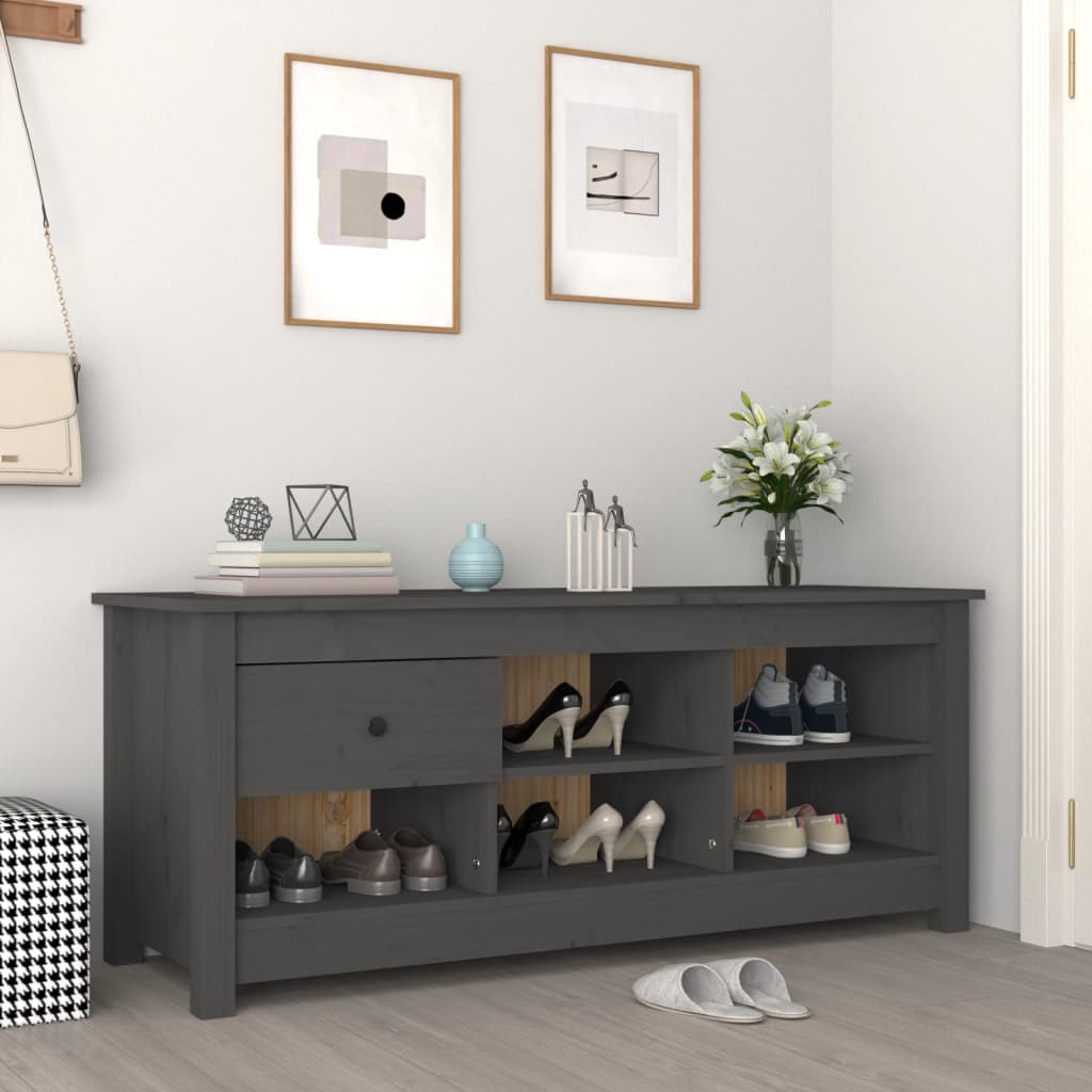 Armoire à chaussures Gris 110x38x45,5 cm Bois de pin massif - XIOS