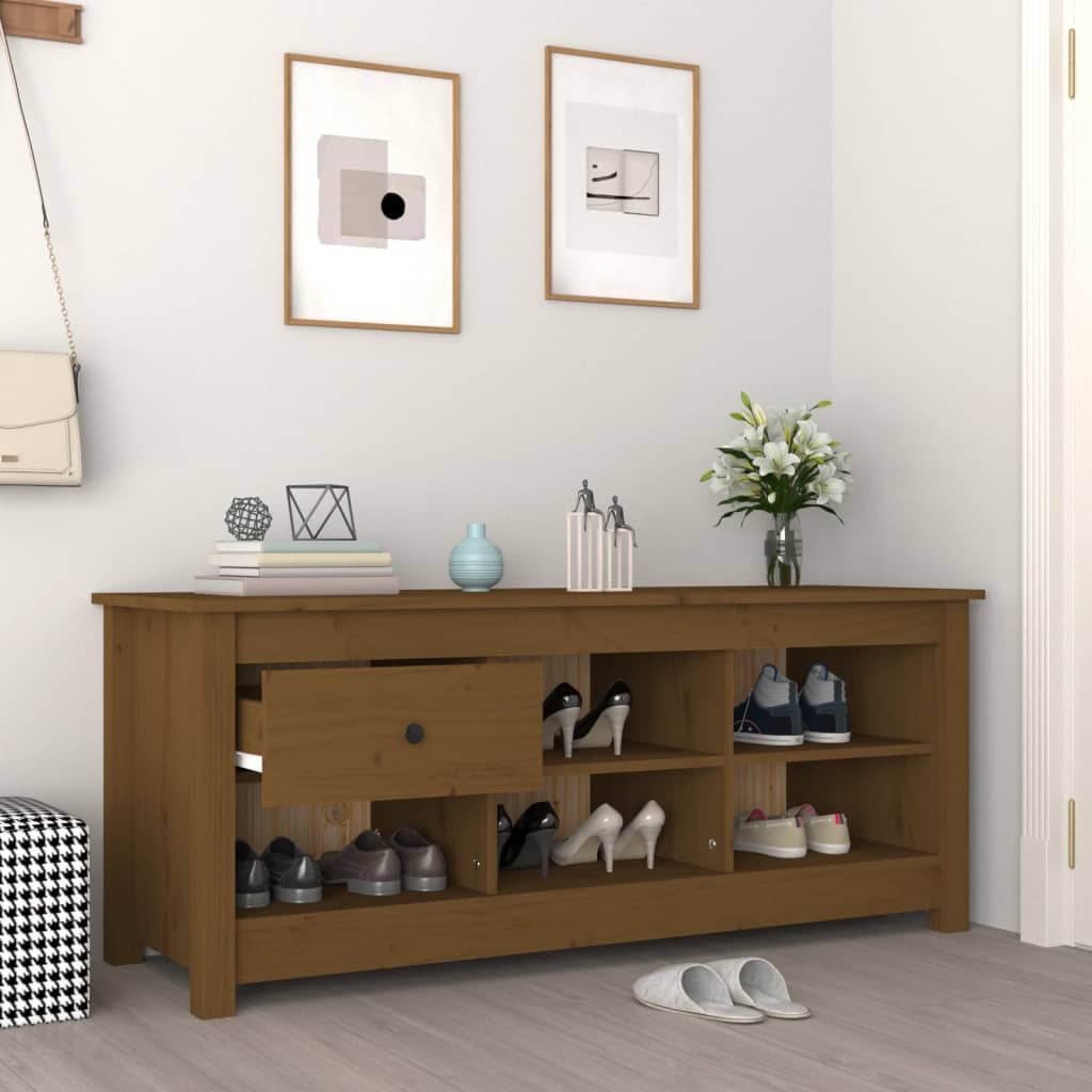 Armoire à chaussures Marron miel 110x38x45,5 cm Bois pin massif - XIOS
