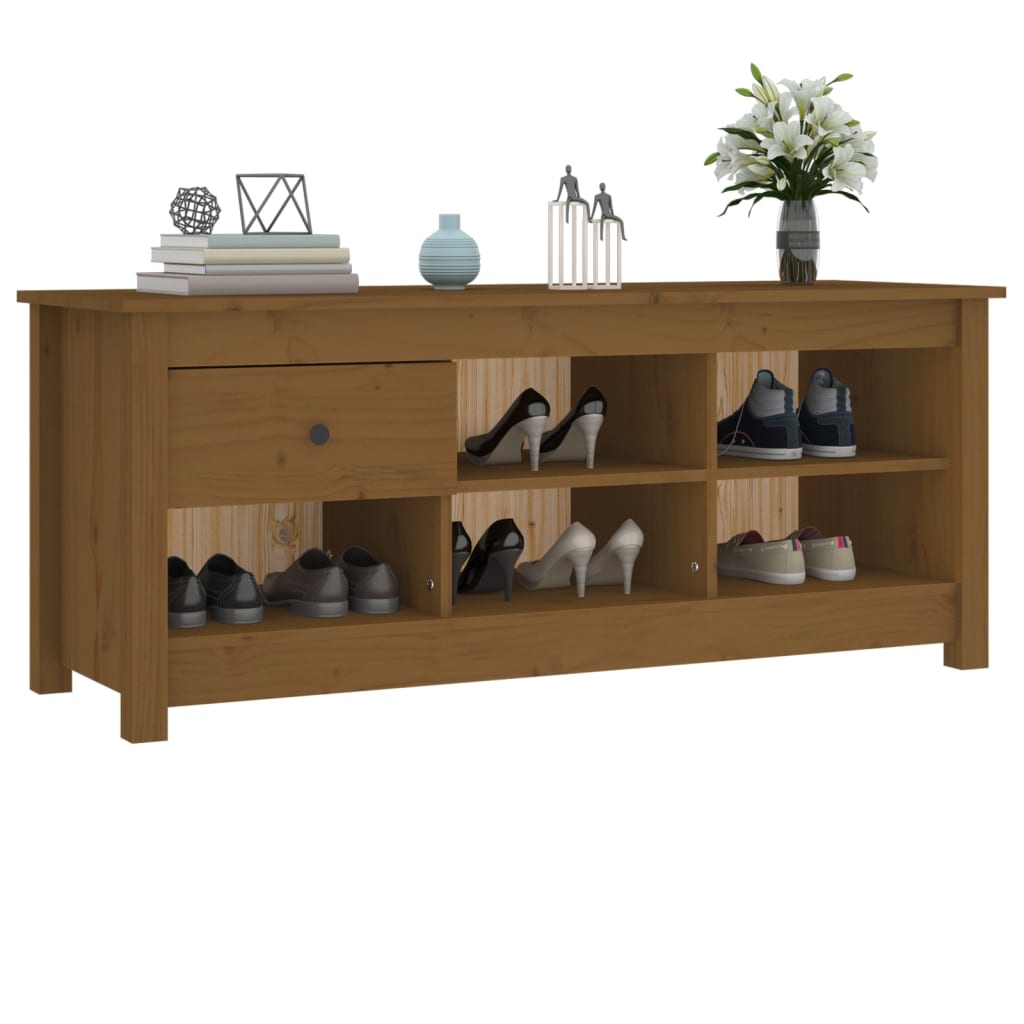 Armoire à chaussures Marron miel 110x38x45,5 cm Bois pin massif - XIOS