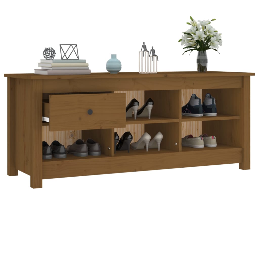Armoire à chaussures Marron miel 110x38x45,5 cm Bois pin massif - XIOS