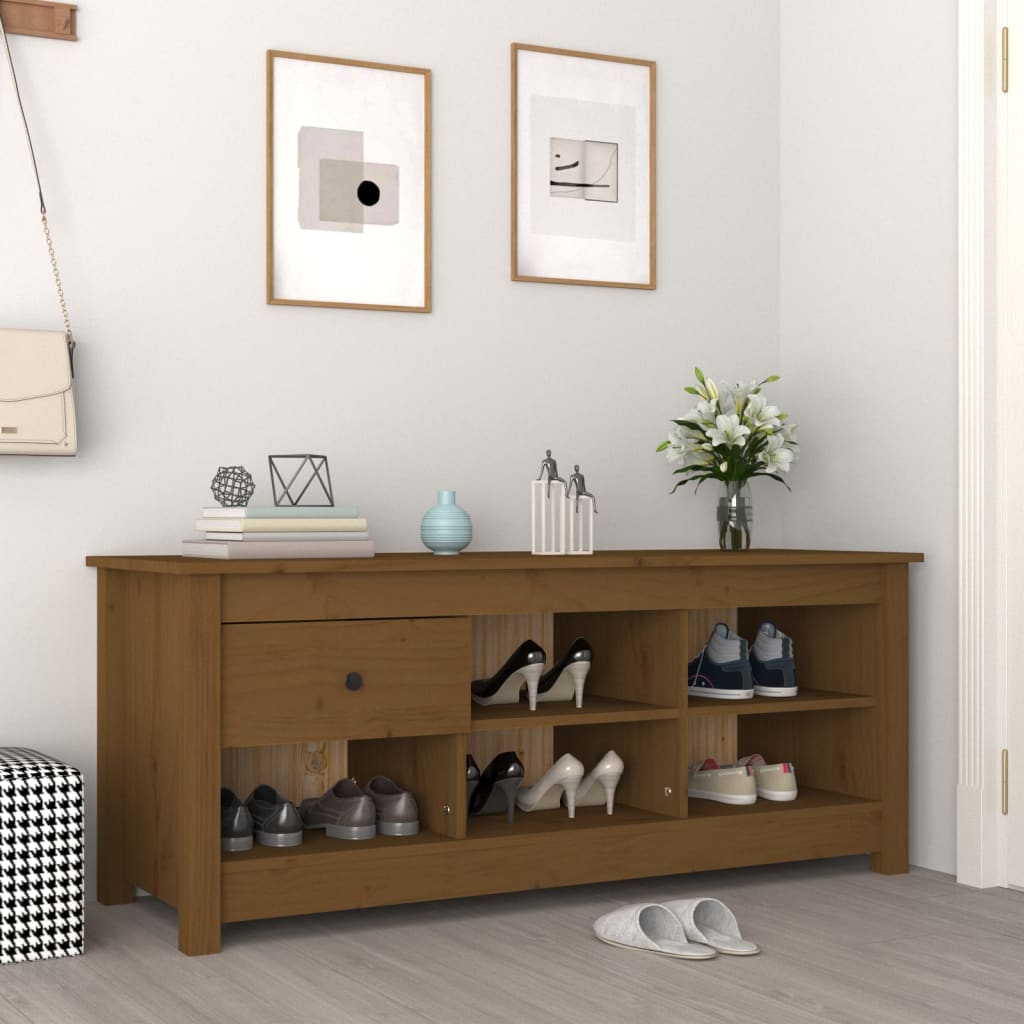Armoire à chaussures Marron miel 110x38x45,5 cm Bois pin massif - XIOS