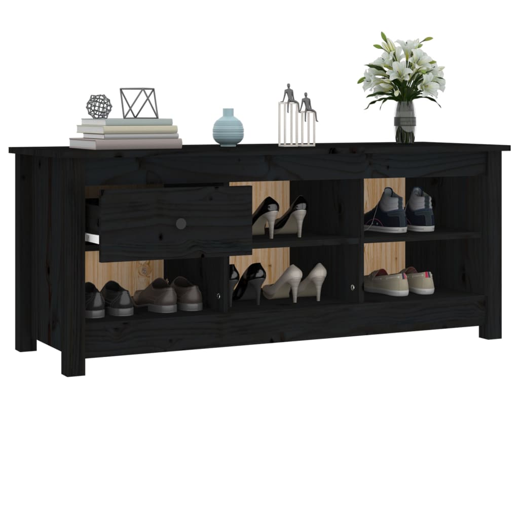 Armoire à chaussures Noir 110x38x45,5 cm Bois de pin massif - XIOS