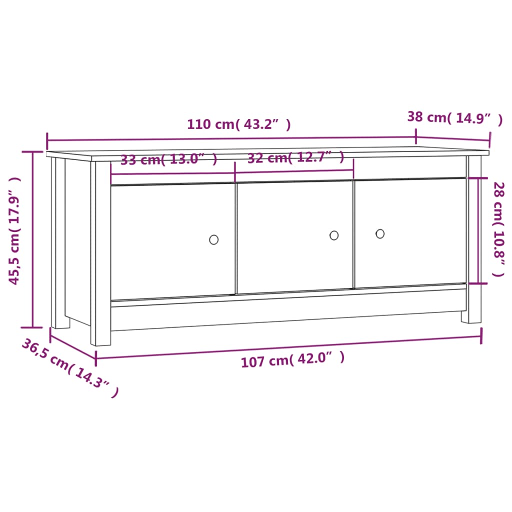 Armoire à chaussures 110x38x45,5 cm Bois de pin massif - XIOS