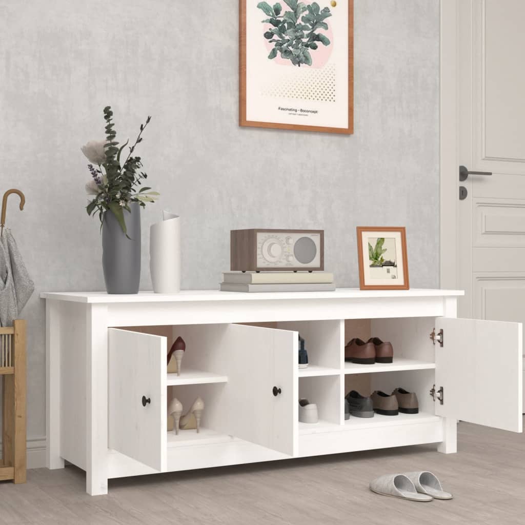 Armoire à chaussures Blanc 110x38x45,5 cm Bois de pin massif - XIOS