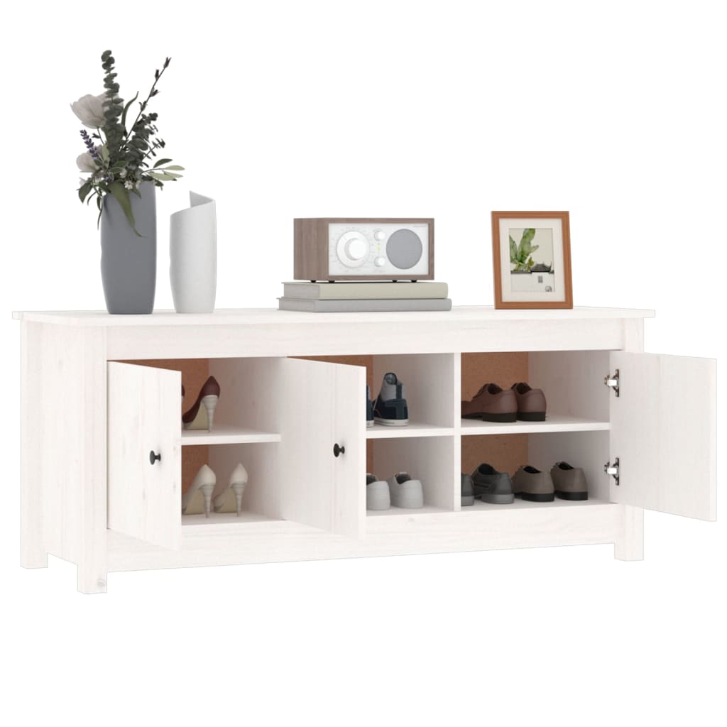 Armoire à chaussures Blanc 110x38x45,5 cm Bois de pin massif - XIOS