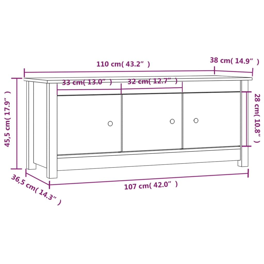 Armoire à chaussures Blanc 110x38x45,5 cm Bois de pin massif - XIOS