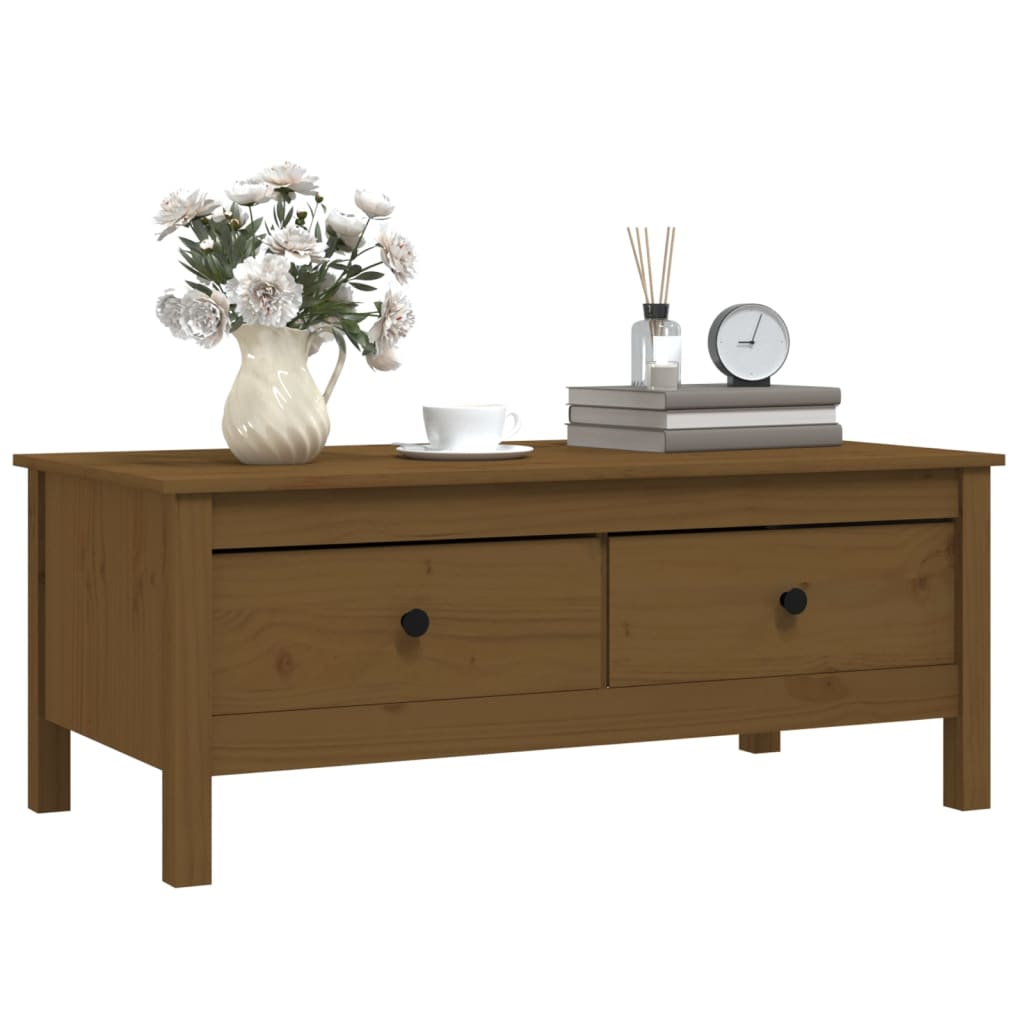 Table basse Marron miel 100x50x40 cm Bois massif de pin - XIOS