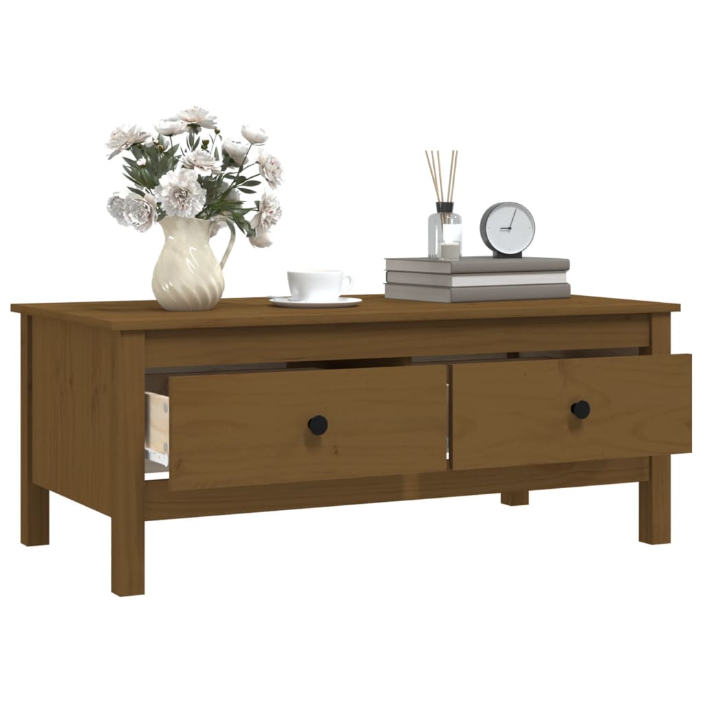 Table basse Marron miel 100x50x40 cm Bois massif de pin - XIOS